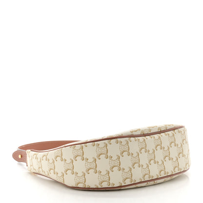 Celine Canvas Calfskin Ava Triomphe Shoulder Bag White 4 of 10