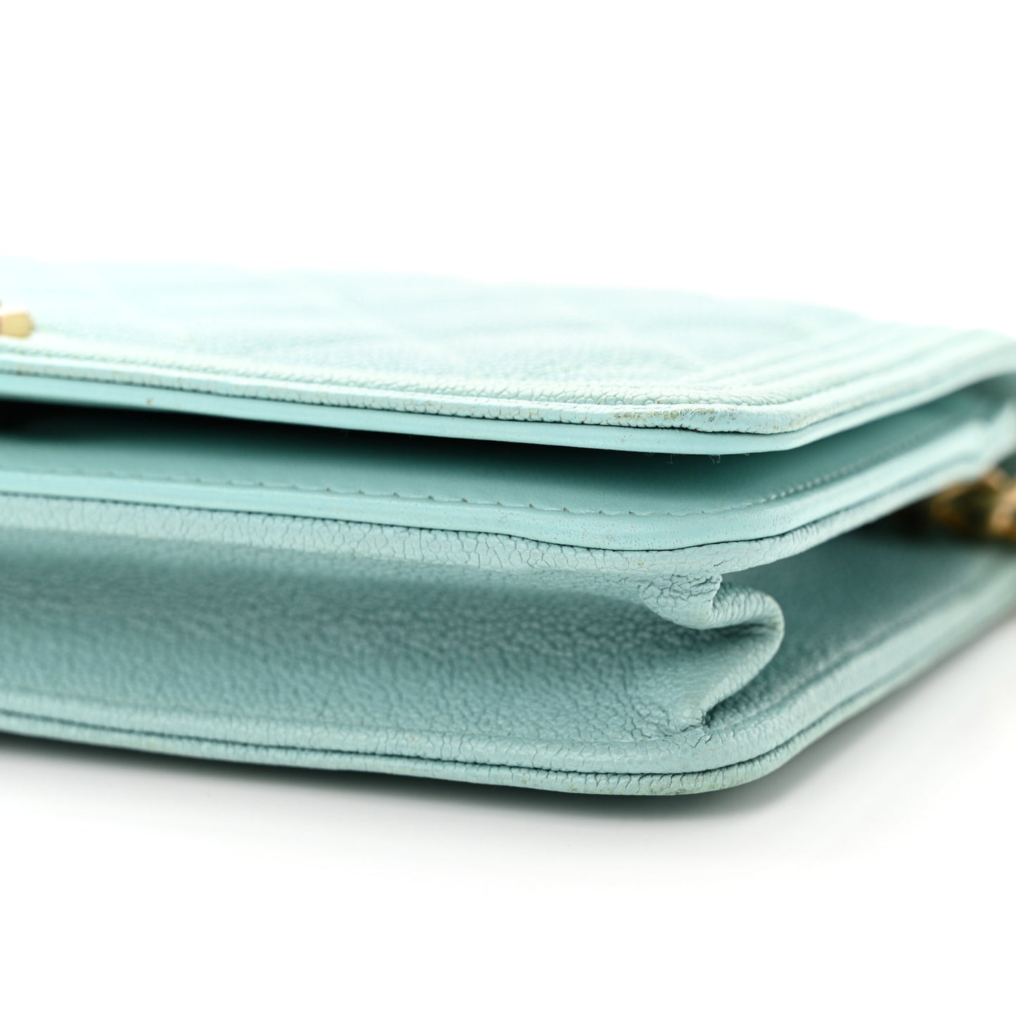 Caviar Quilted Boy Wallet On Chain WOC Light Blue