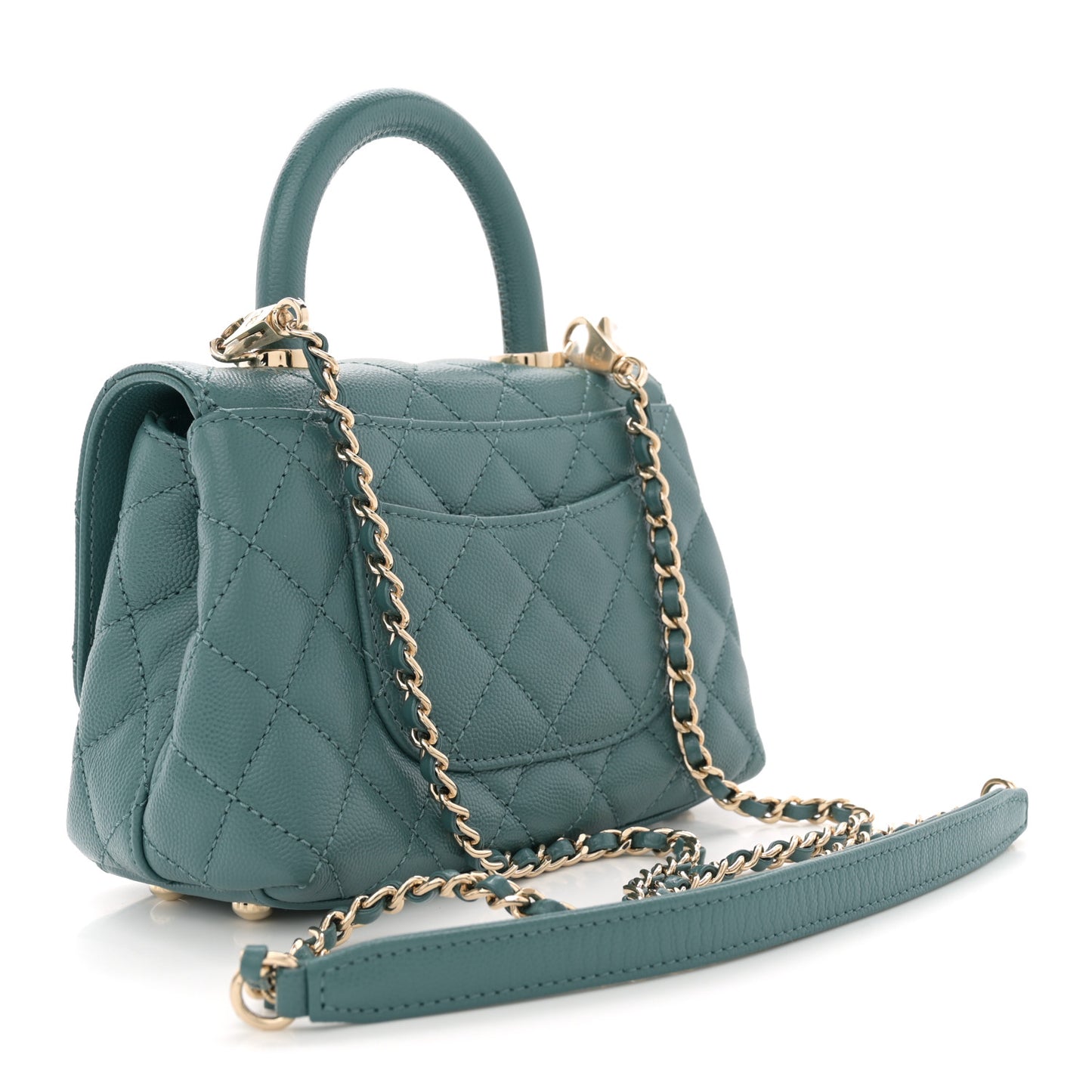 Caviar Quilted Extra Mini Coco Handle Flap Green