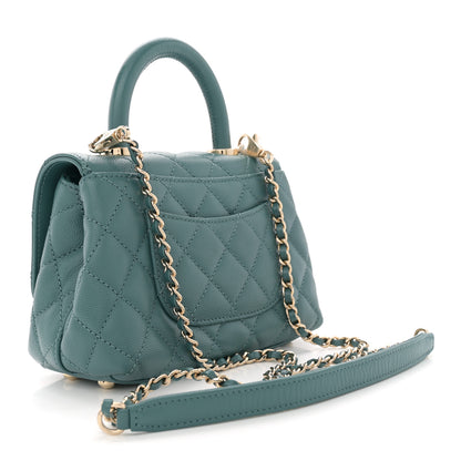 Chanel Caviar Quilted Extra Mini Coco Handle Flap Green 3 of 11