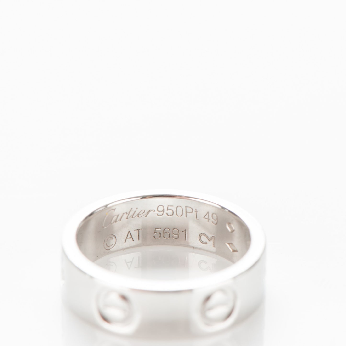 Platinum 5.5mm LOVE Ring 49 4.75