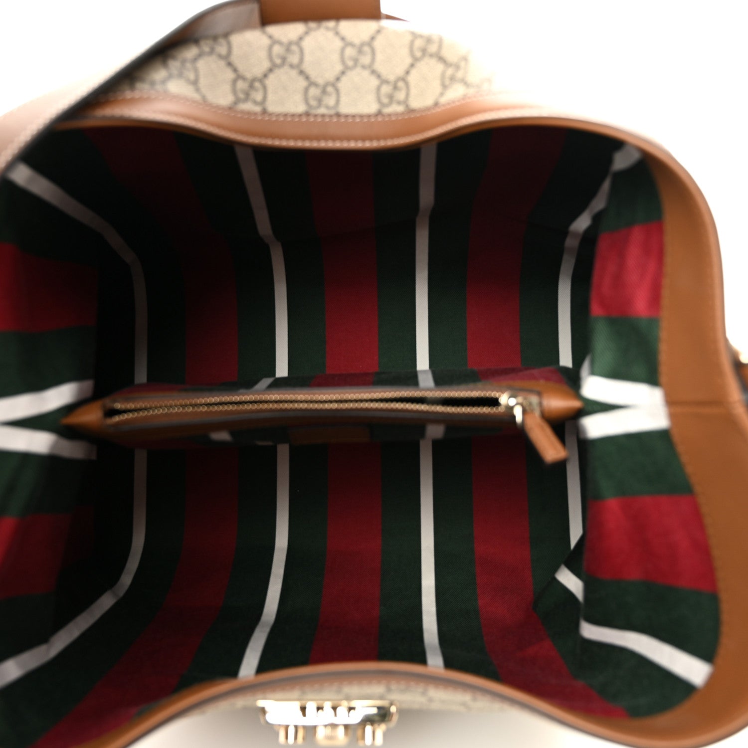 Gucci GG Icon Monogram Padlock Shoulder Bag Beige Dark Brown 5 of 10