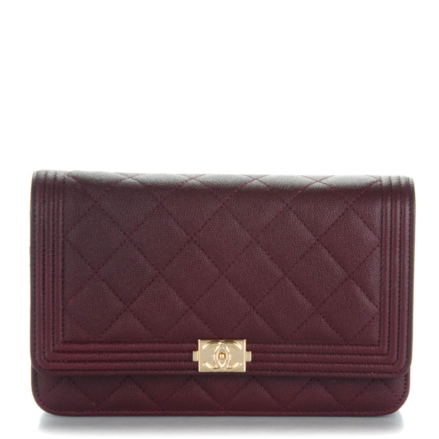 Caviar Quilted Boy Wallet On Chain WOC Dark Purple