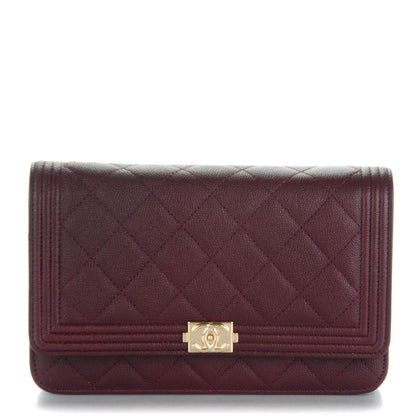 Chanel Caviar Quilted Boy Wallet On Chain WOC Dark Purple 1 of 8