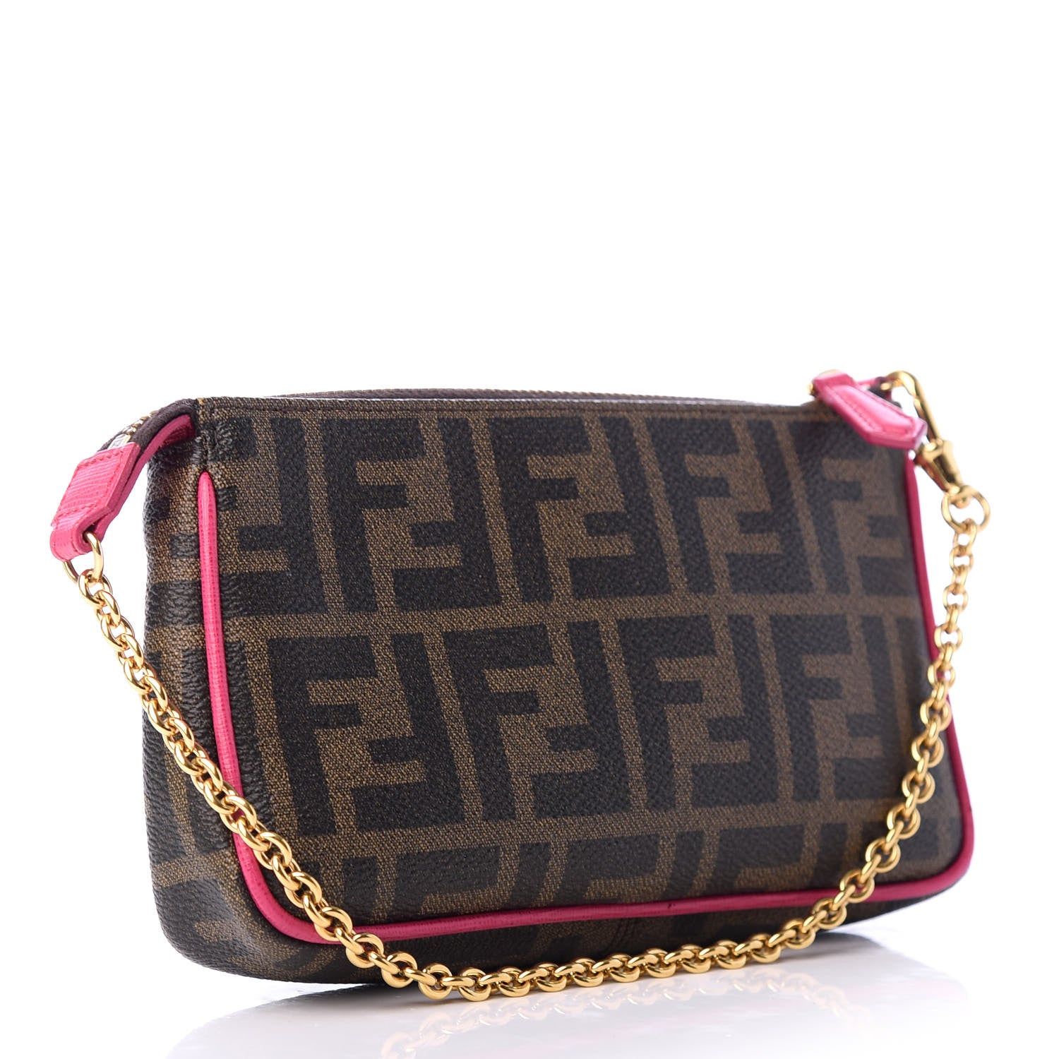 Fendi Zucca Spalmati Vitello Elite Pochette Tobacco Ciclamino 3 of 8