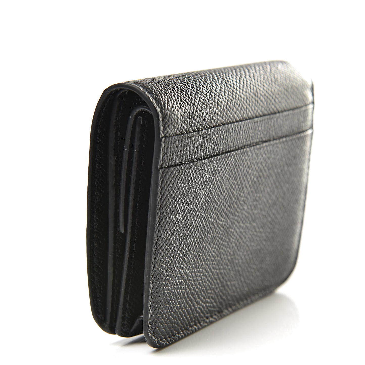 Signature Grained Calfskin BB Flap Coin Wallet Black