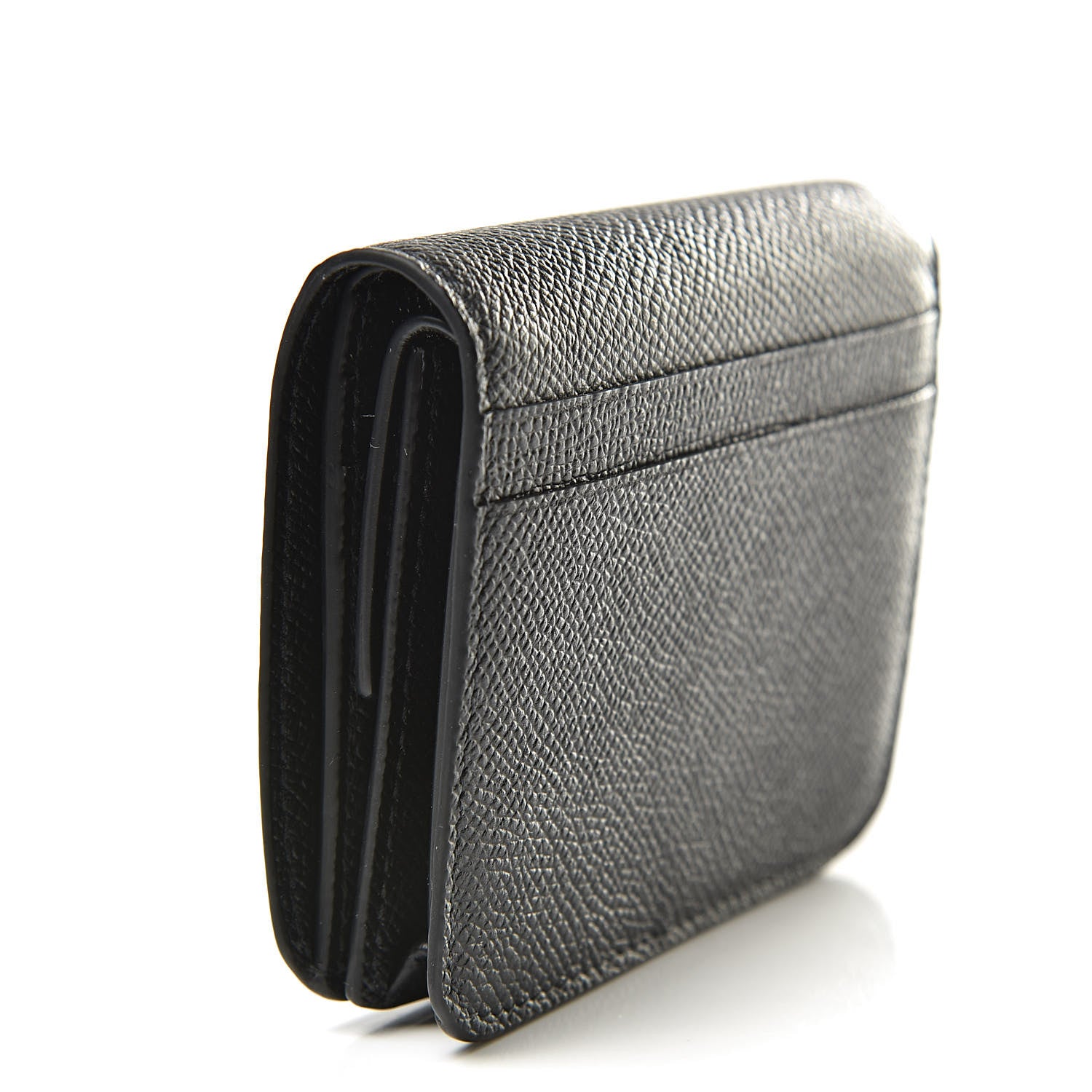 Balenciaga Signature Grained Calfskin BB Flap Coin Wallet Black 3 of 9