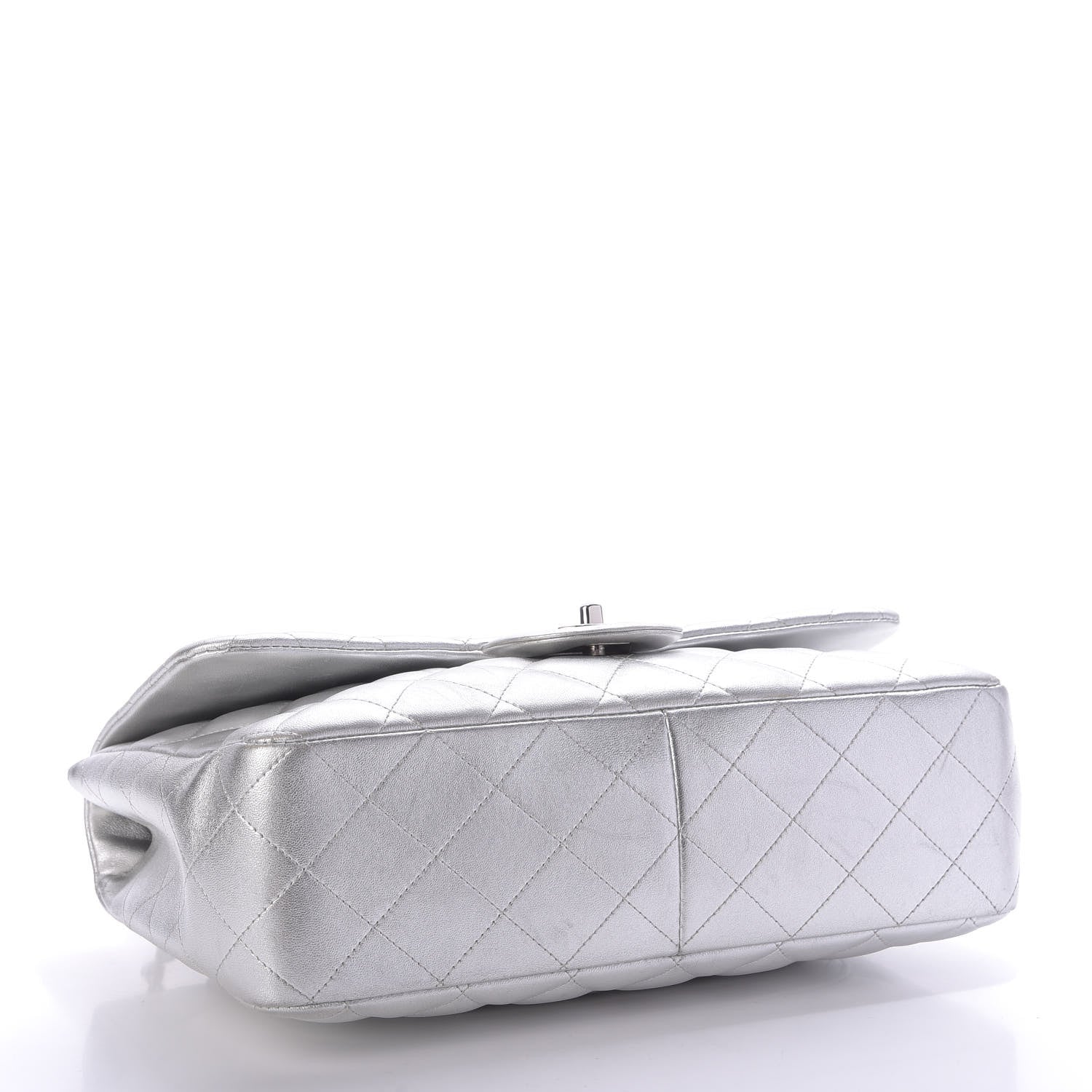 Chanel Metallic Lambskin Quilted Jumbo Single Flap Silver 4 of 10