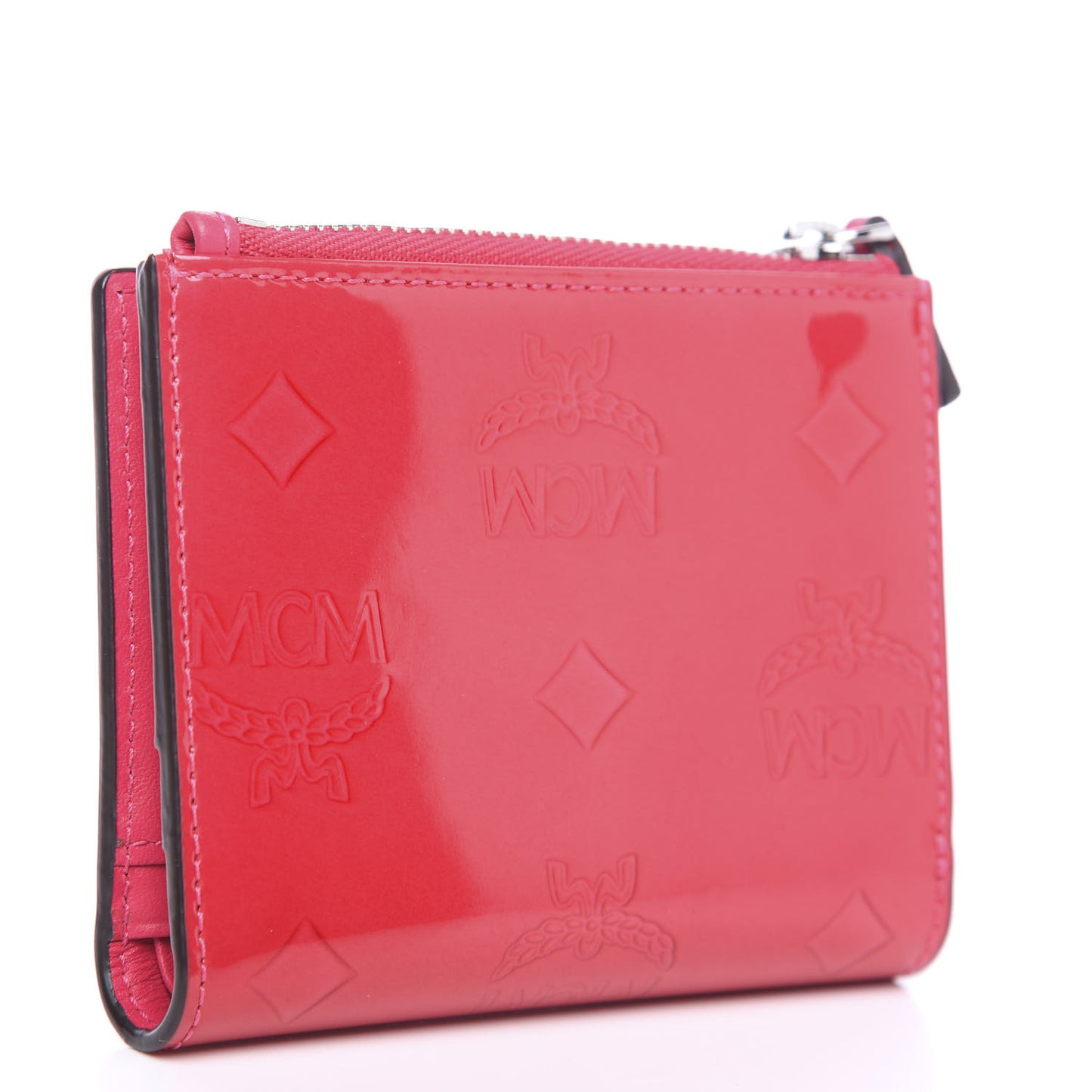 Patent Monogram Bi-Fold Wallet Pink