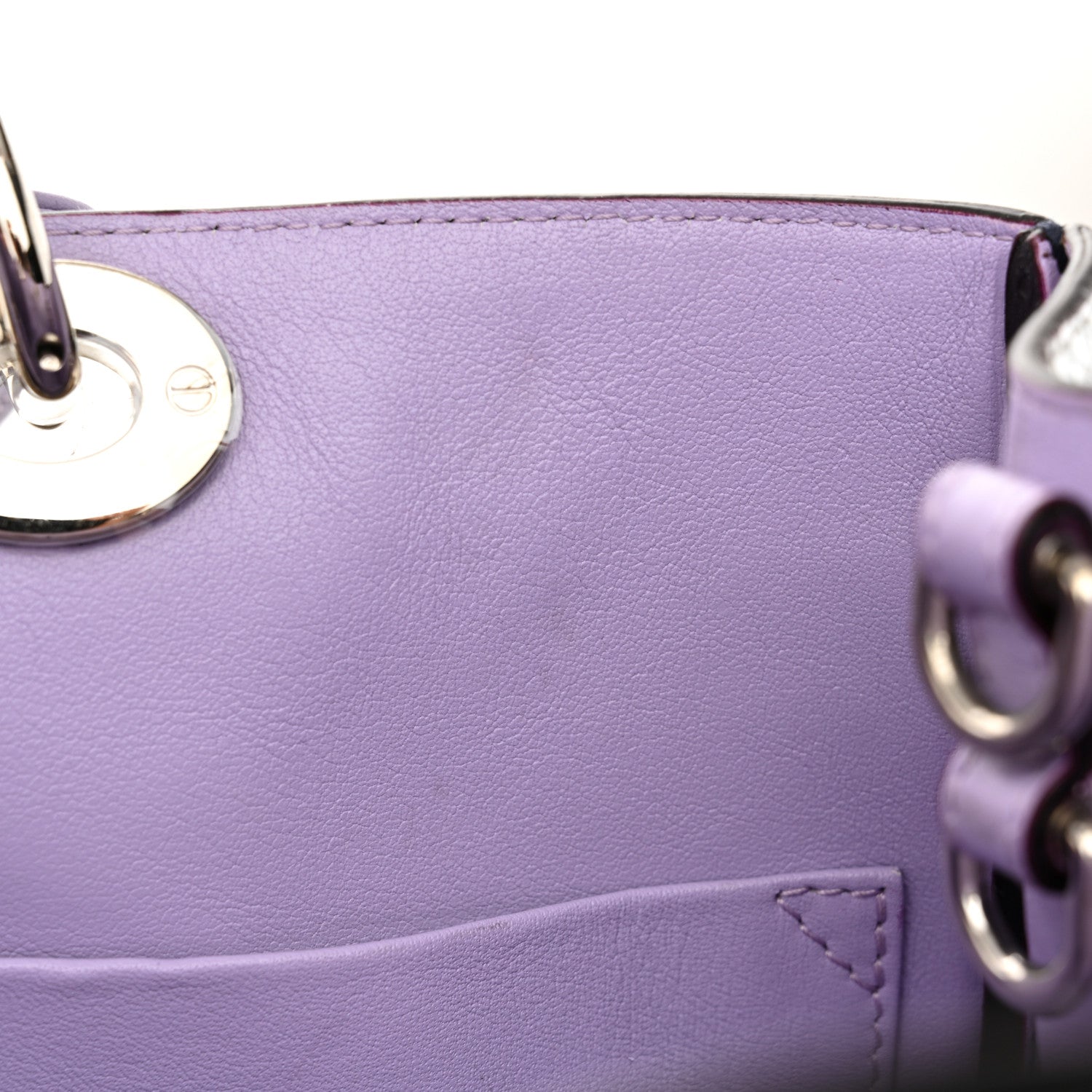 Christian Dior Calfskin Snakeskin Medium Diorissimo Tote Navy Purple Silver 11 of 12