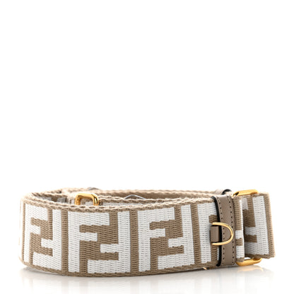 Fendi Jacquard Ribbon Vitello King FF Bi-Color Intreccio Adjustable Strap You Tortora White Anthracite 2 of 5