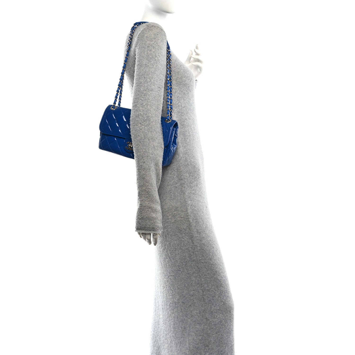 Chanel Patent Quilted Large Coco Shine Flap Blue 2 of 11