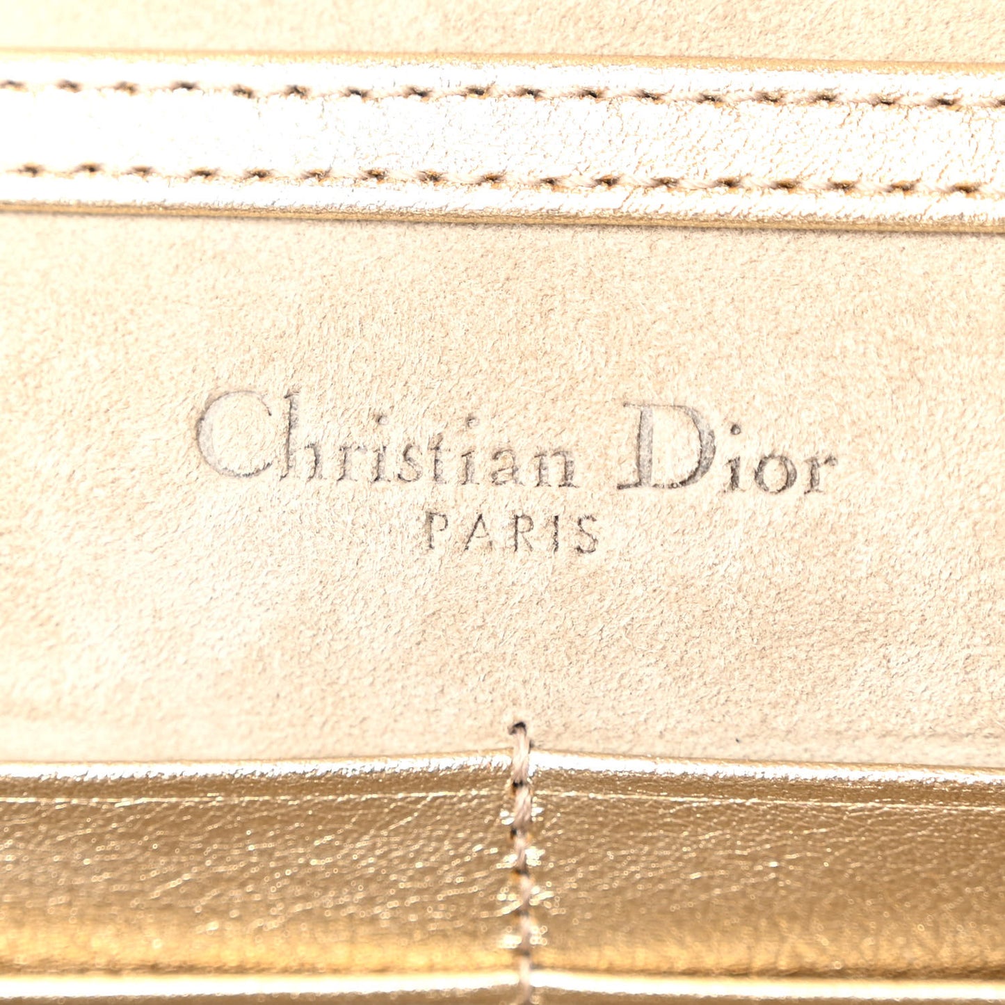 Metallic Calfskin Diorama Wallet on Chain Pouch Light Gold