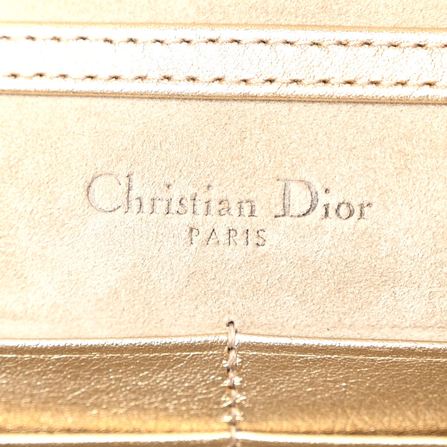 Christian Dior Metallic Calfskin Diorama Wallet on Chain Pouch Light Gold 6 of 9