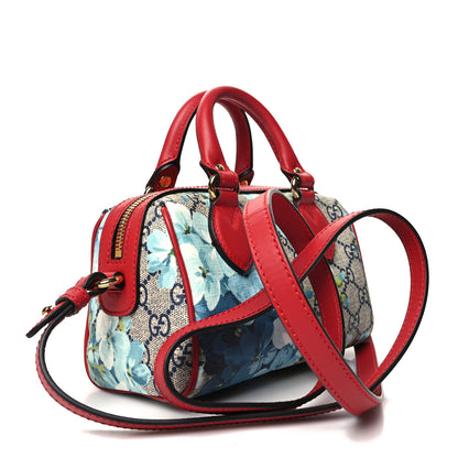 Gucci GG Supreme Monogram Blooms Mini Boston Navy Blue Hibiscus 3 of 14