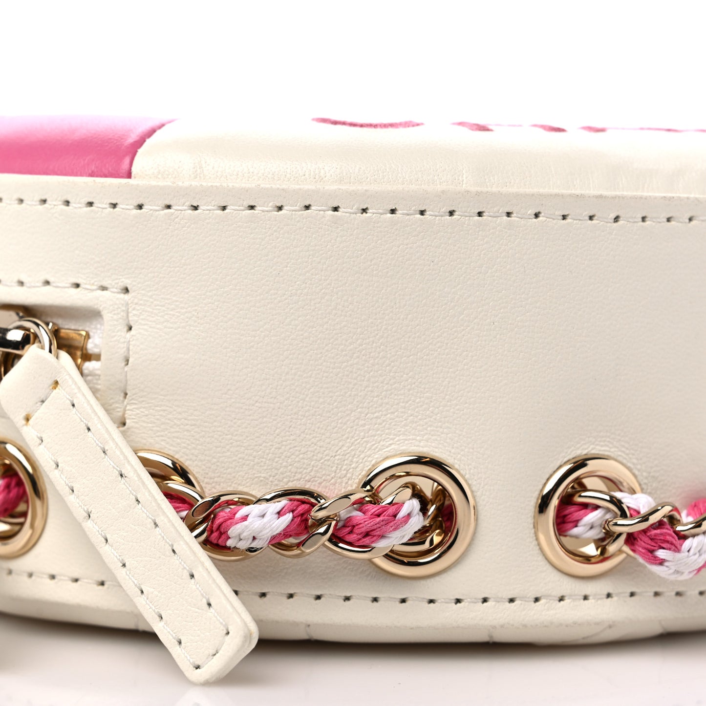 Lambskin Coco Lifesaver Round Bag Pink White