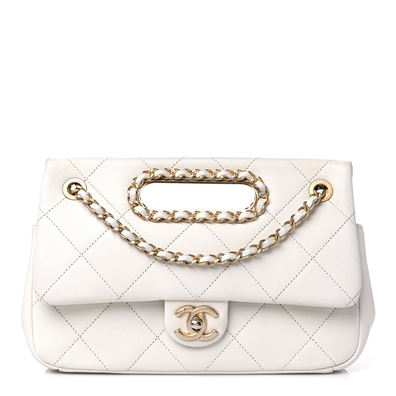 Chanel Lambskin A Real Catch Flap Bag White 1 of 14