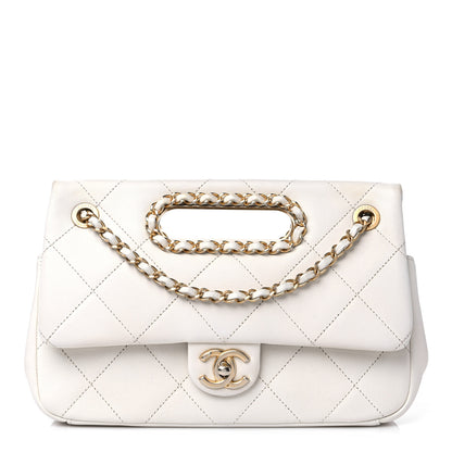 Chanel Lambskin A Real Catch Flap Bag White 1 of 14