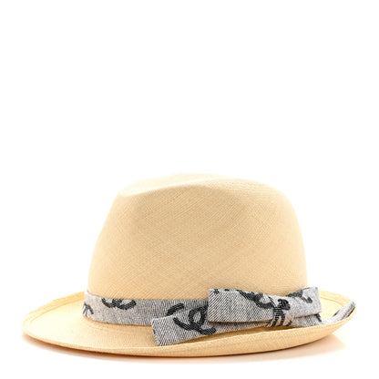 Chanel Straw CC Fedora Hat M Beige 1 of 12