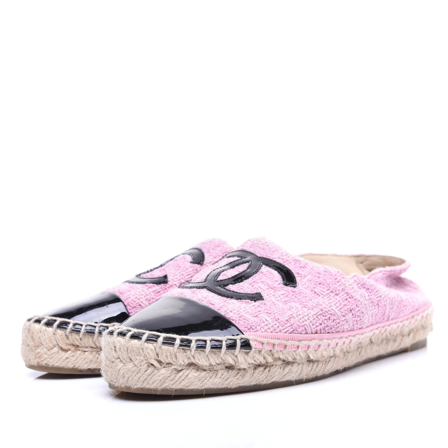 Tweed Patent CC Espadrilles 36 Pink Black