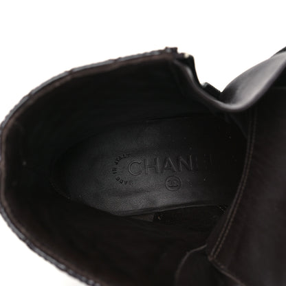 Chanel Shiny Calfskin Quilted CC Lace Up Combat Boots 40 Dark Burgundy 7 of 9