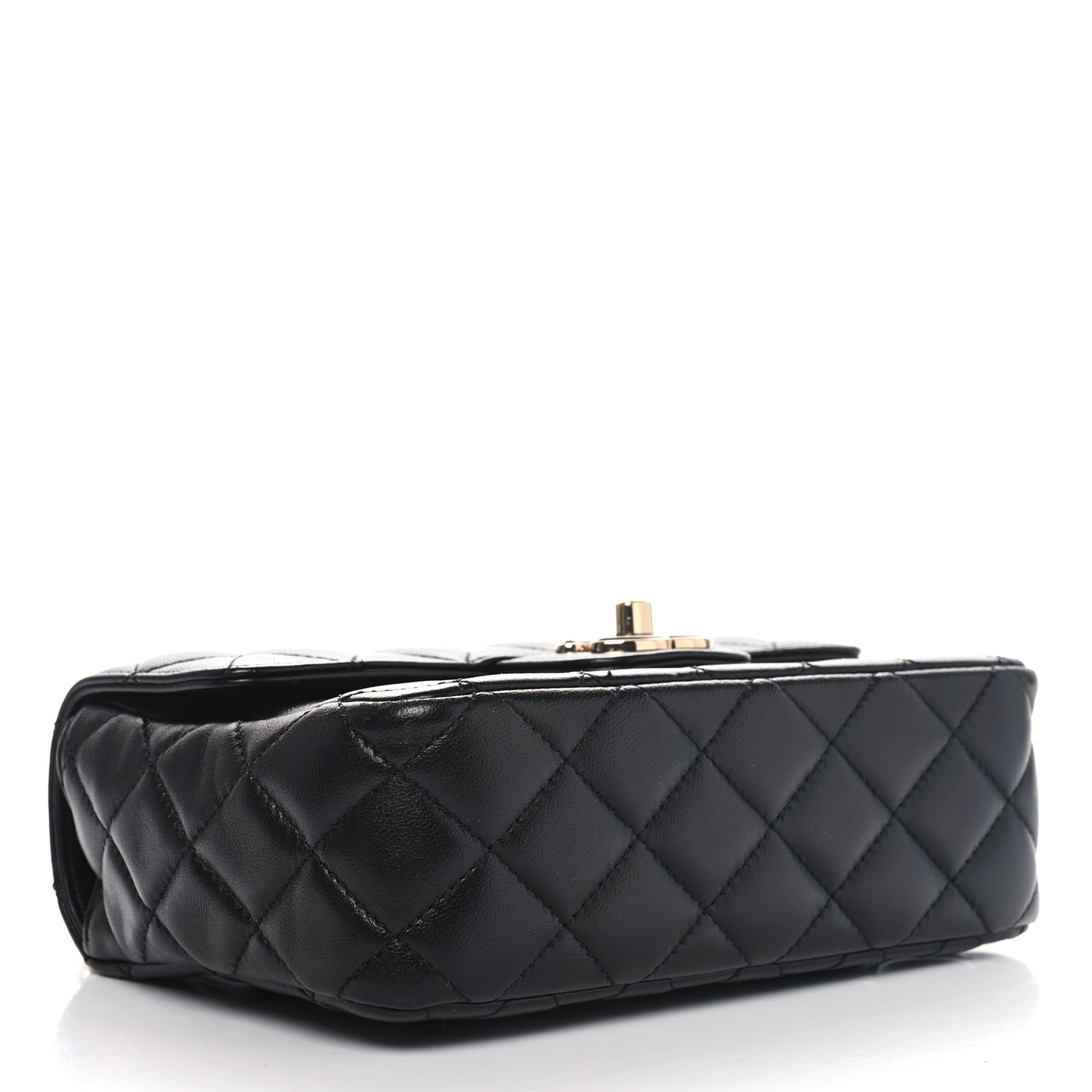 Lambskin Resin Quilted Mini Heart Square Flap Black