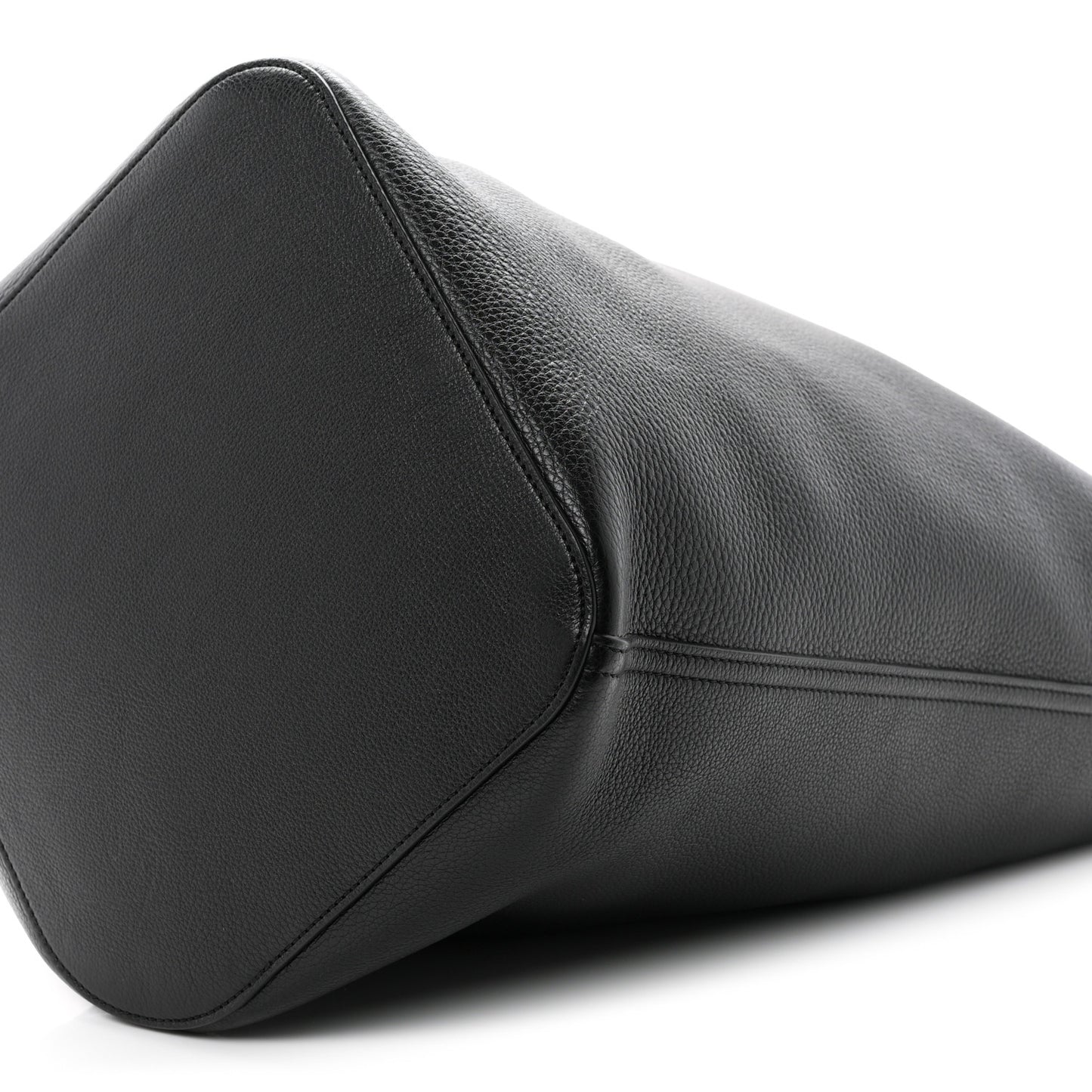 Soft Grained Calfskin Large Pebble Bucket Bag Black