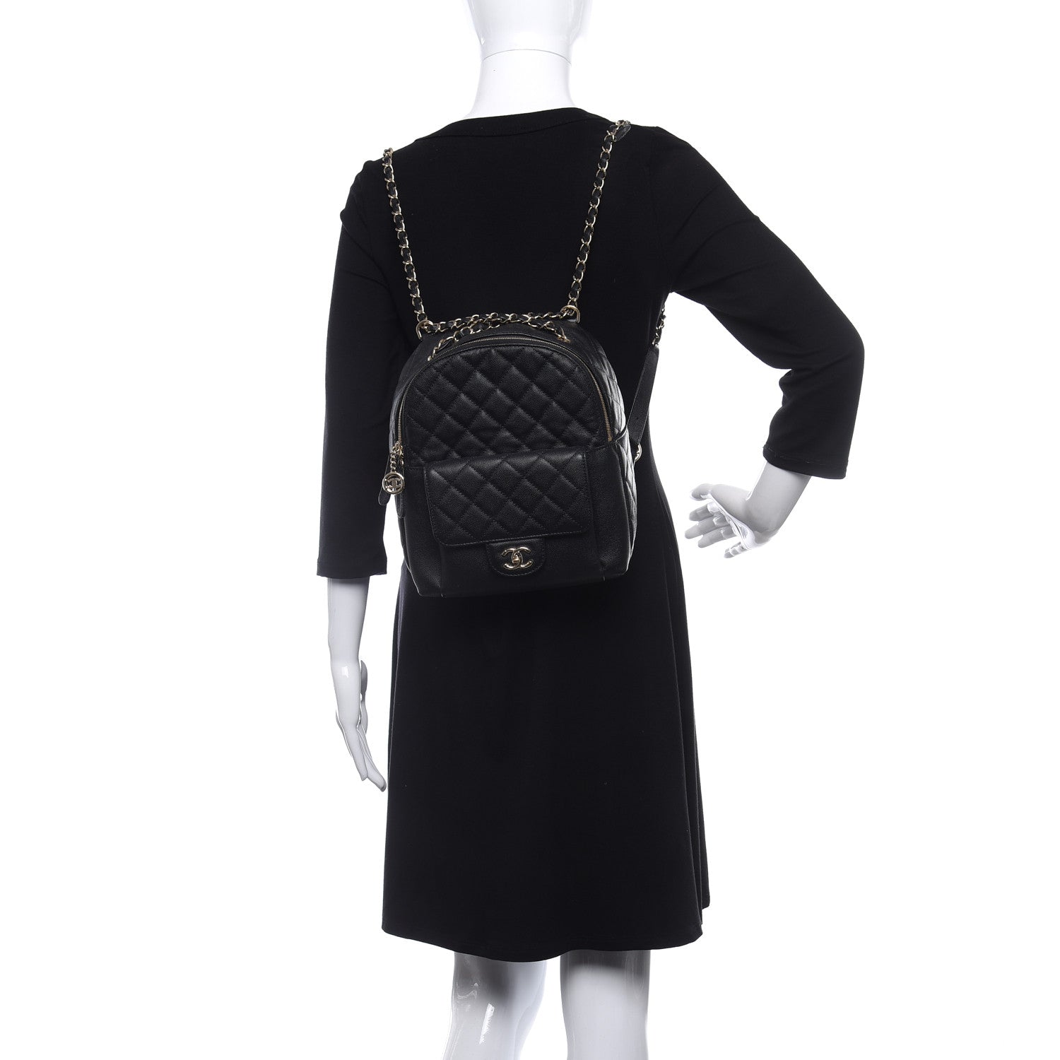 Chanel Caviar Quilted Medium Zip Around Backpack Black 2 of 9
