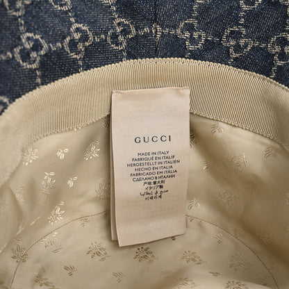 Gucci Washed Jacquard Denim Nappa GG Monogram Oscar Bucket Hat M Denim Cuir 8 of 9