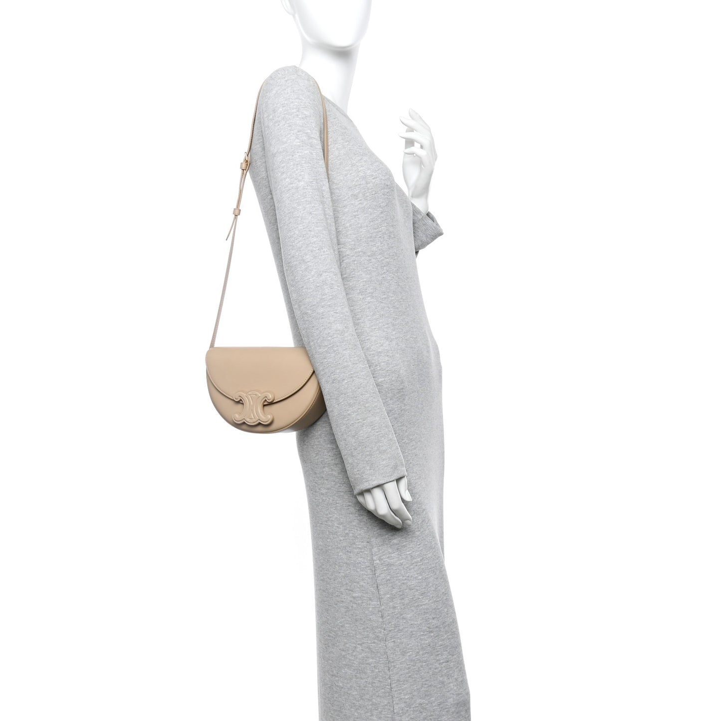Smooth Calfskin Triomphe Besace Bag Nude