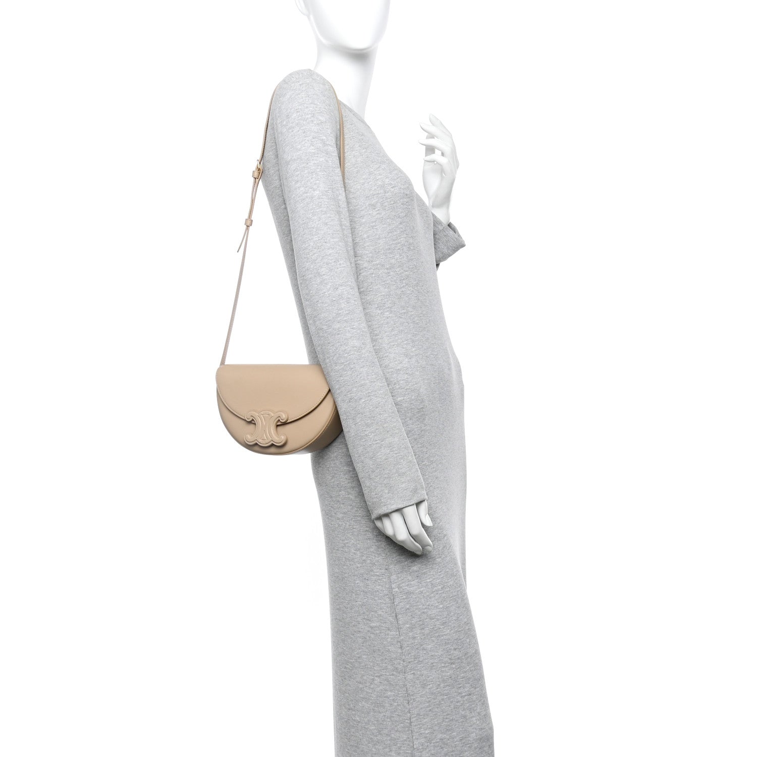 Celine Smooth Calfskin Triomphe Besace Bag Nude 3 of 25