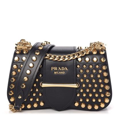 Prada City Calf Studded Sidonie Shoulder Bag Black 1 of 8