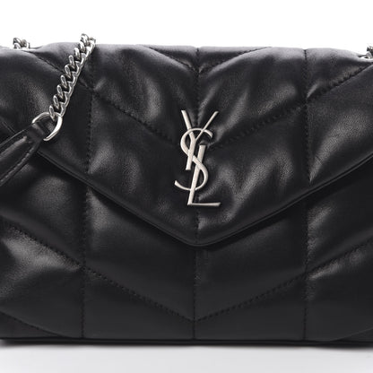 Saint Laurent Lambskin Quilted Toy Loulou Puffer Monogram Chain Satchel Black 8 of 11