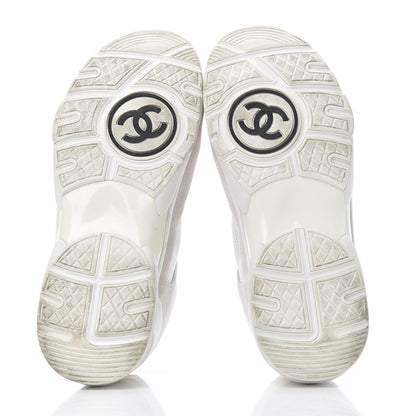 Chanel Suede Calfskin CC Sneakers 38.5 Pink White 6 of 29