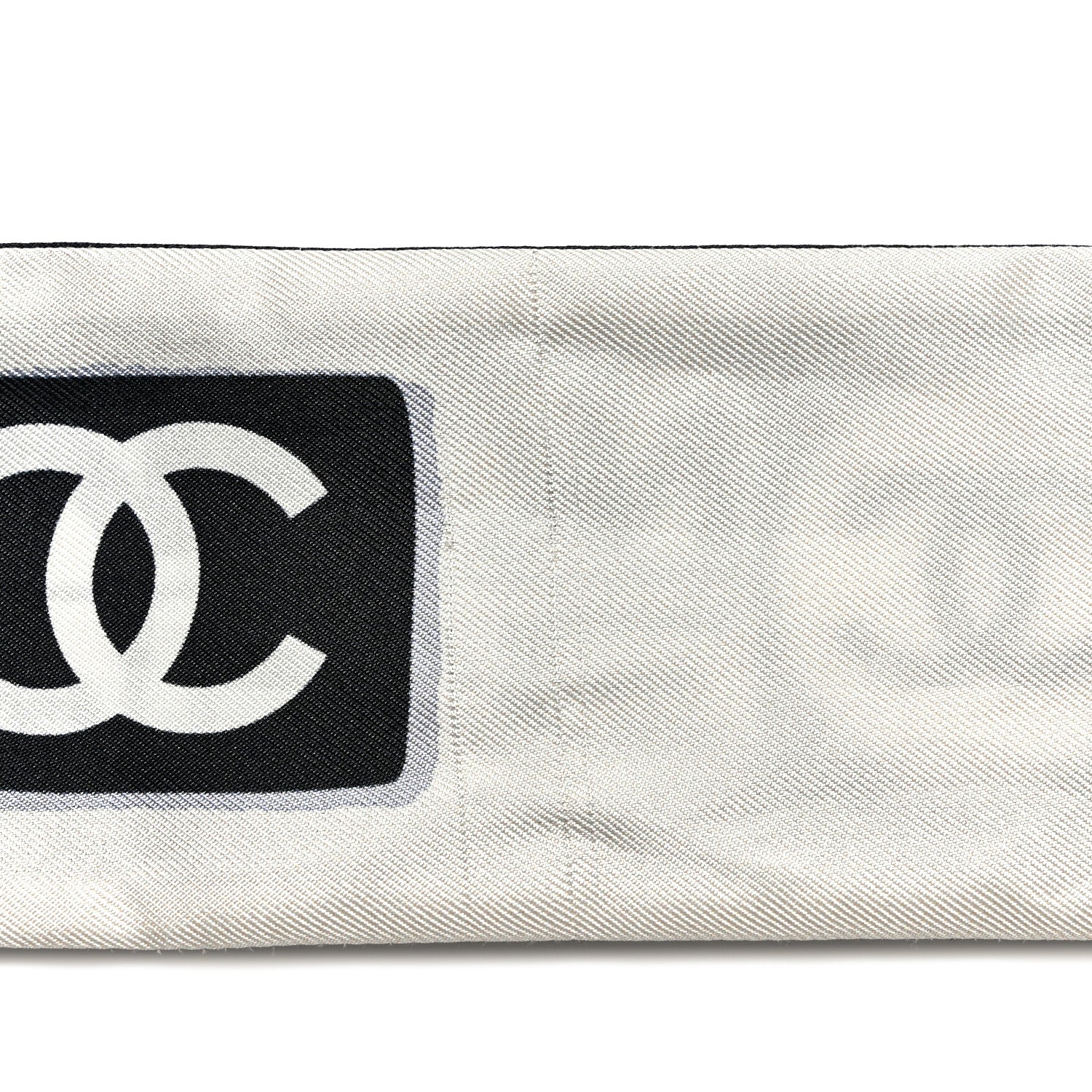 Chanel Silk CC Slim Bandeau Scarf Black Ecru 7 of 8
