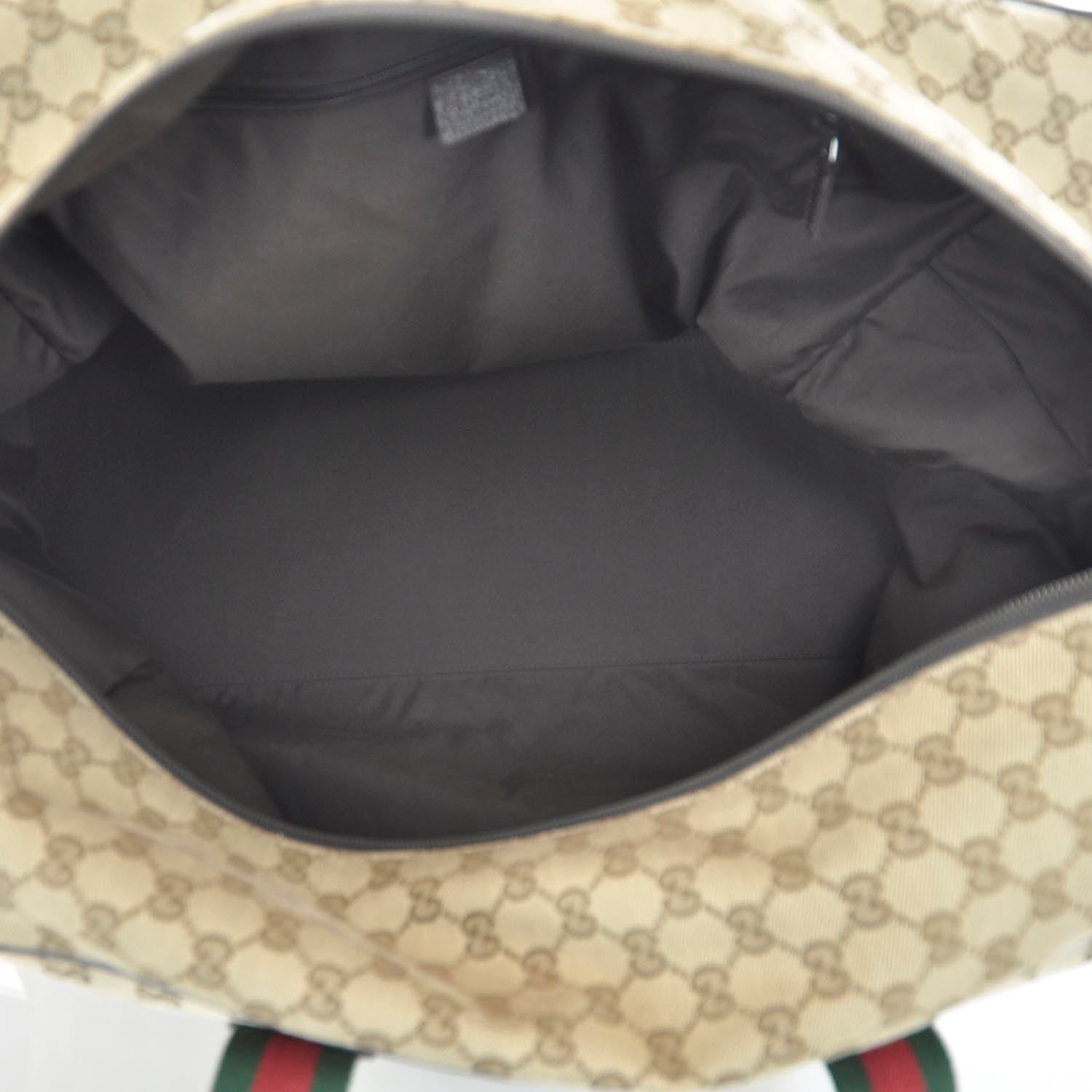 Gucci GG Monogram Web Large Collapsible Carry On Duffle Beige Brown 8 of 8