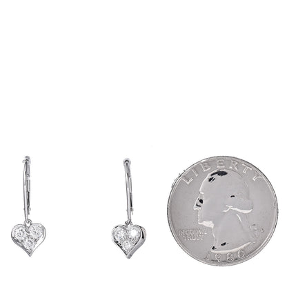 Tiffany Platinum Diamond Heart Drop Earrings 2 of 5