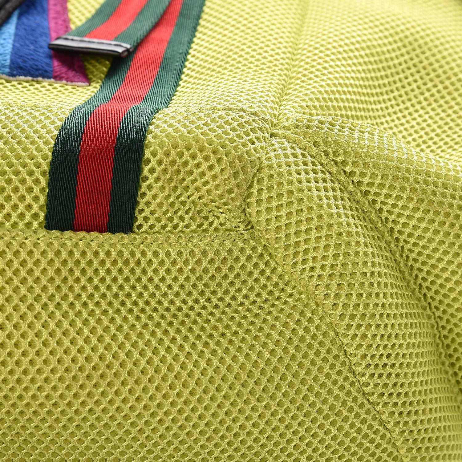 Gucci Mesh Web Hollywood Embroidered Double Buckle Backpack Anis Multicolor Black 9 of 13