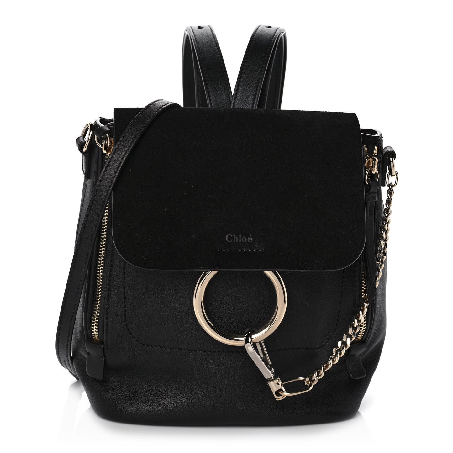 Suede Calfskin Faye Backpack Black