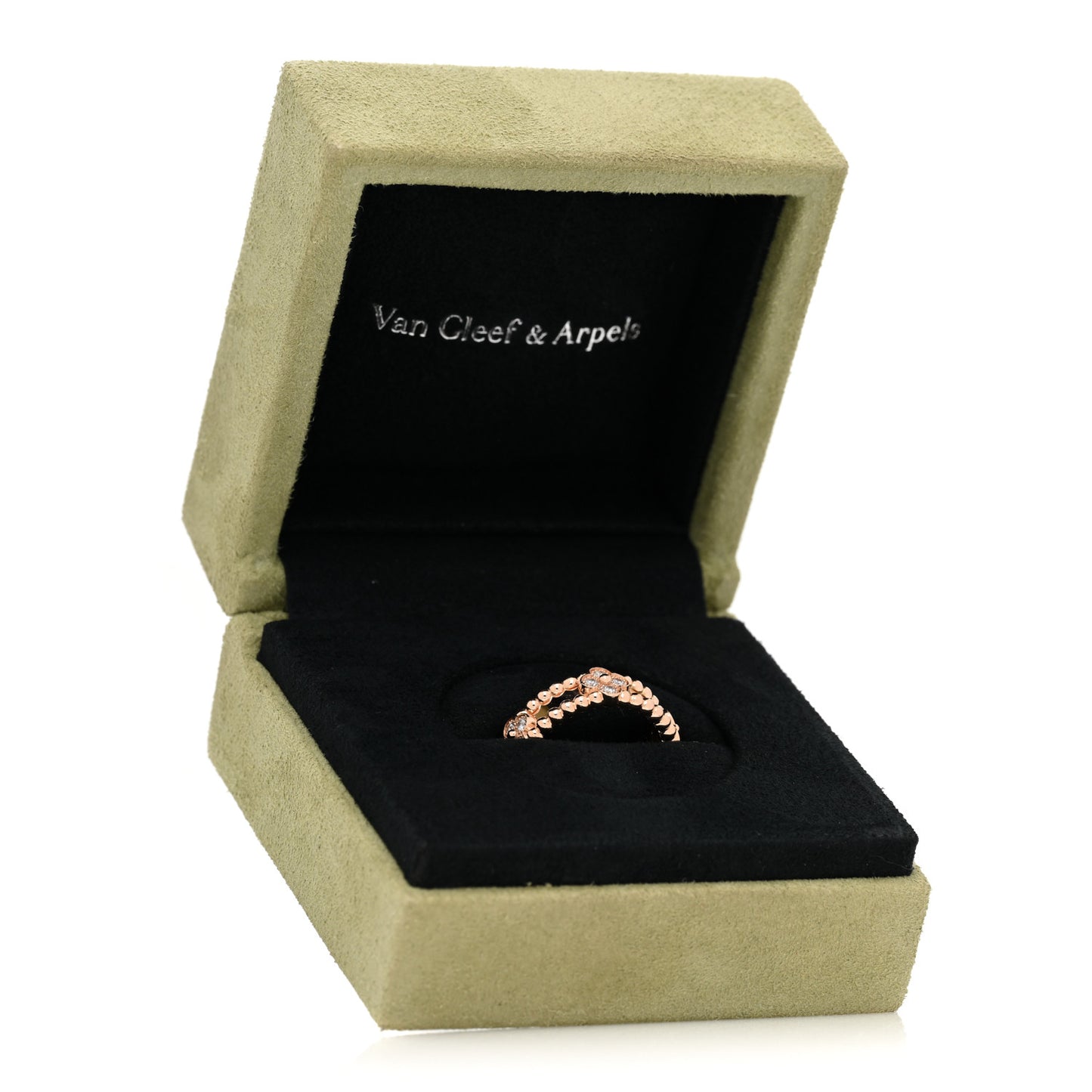 18K Rose Gold Diamond Sweet Perlee Clovers Ring 51 5.75