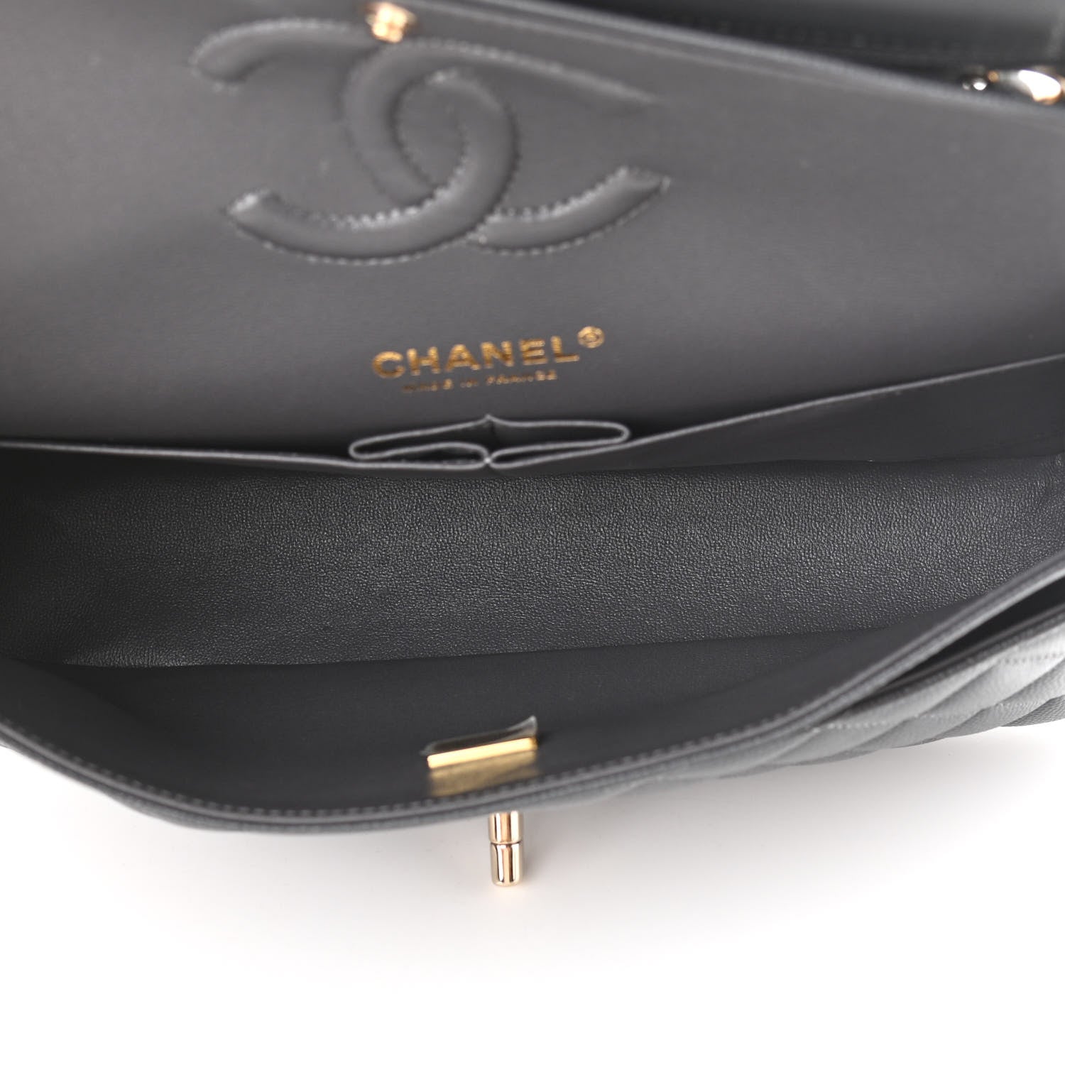 Chanel Caviar Quilted Medium Double Flap Dark Grey 6 of 10