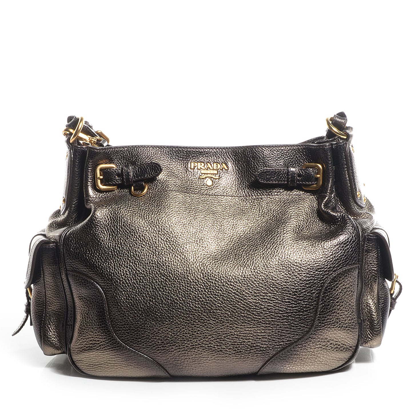 Vitello Daino Side Pocket Hobo Silver