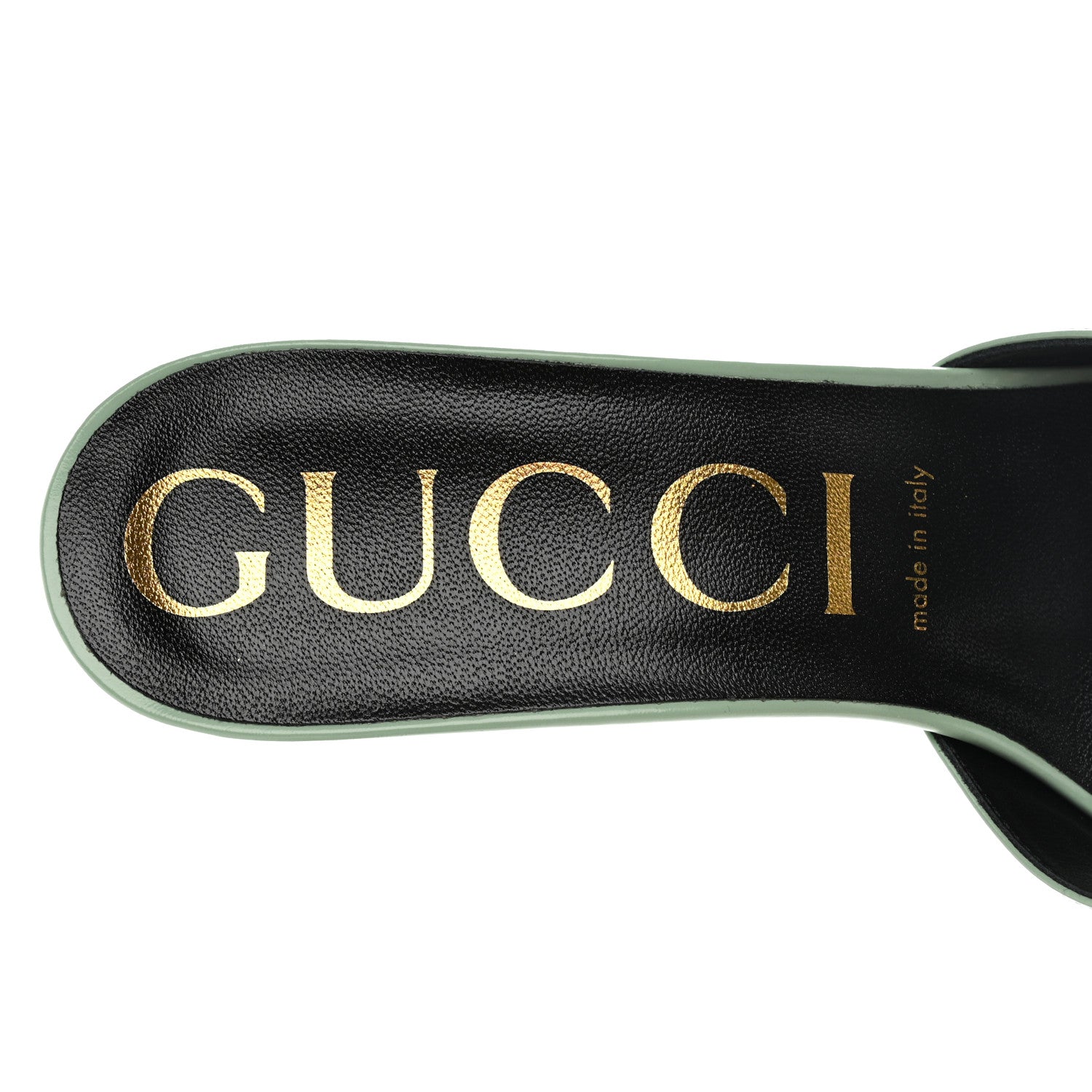 Gucci Polished Calfskin Scarlet Mid Heel Slide Sandals 39.5 Aqua Green 7 of 12