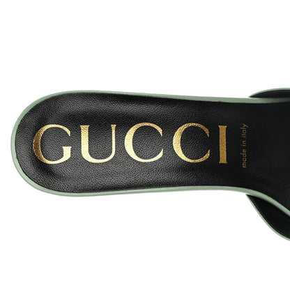 Gucci Polished Calfskin Scarlet Mid Heel Slide Sandals 39.5 Aqua Green 7 of 12