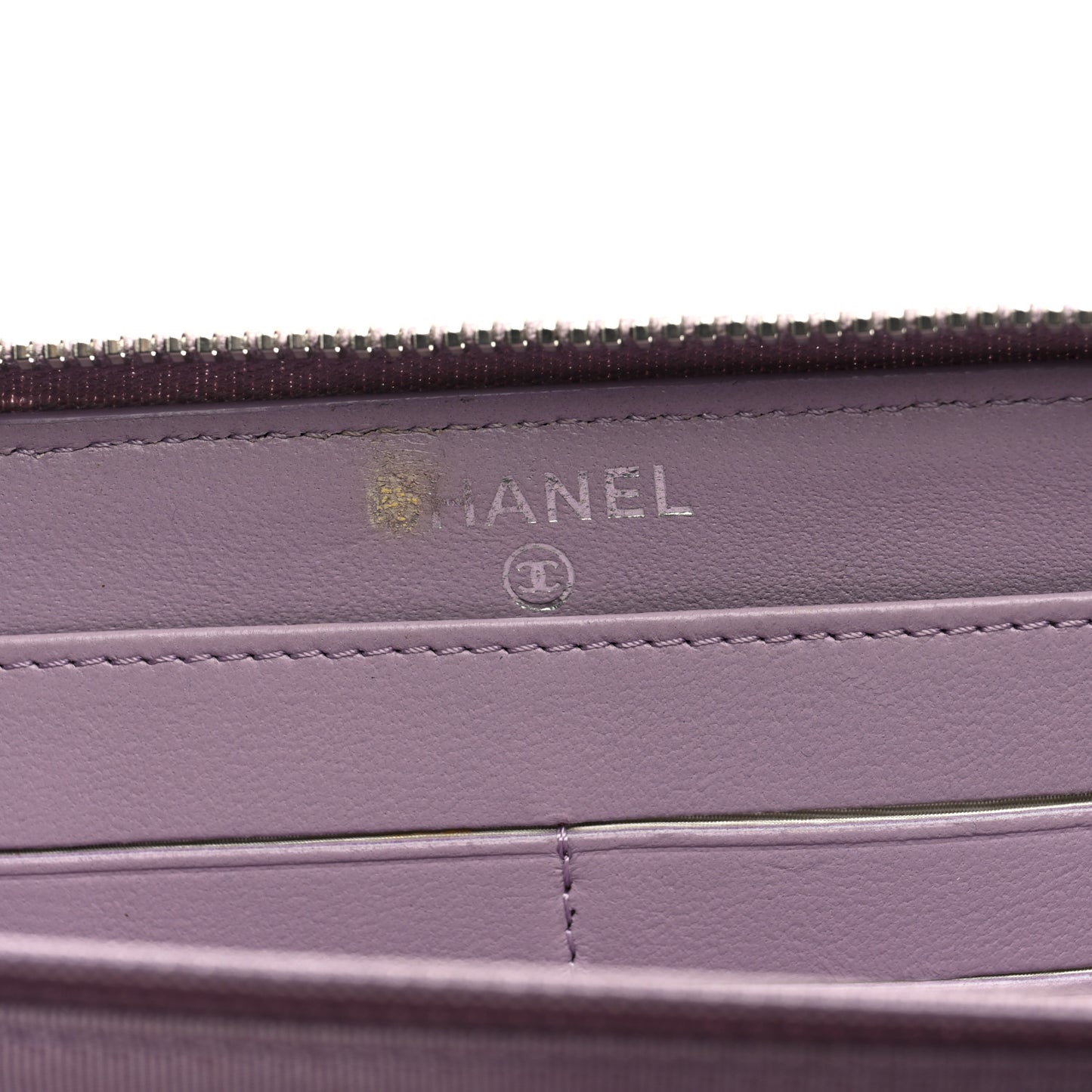 Lambskin Quilted Large Gusset Zip Around Wallet Light Purple