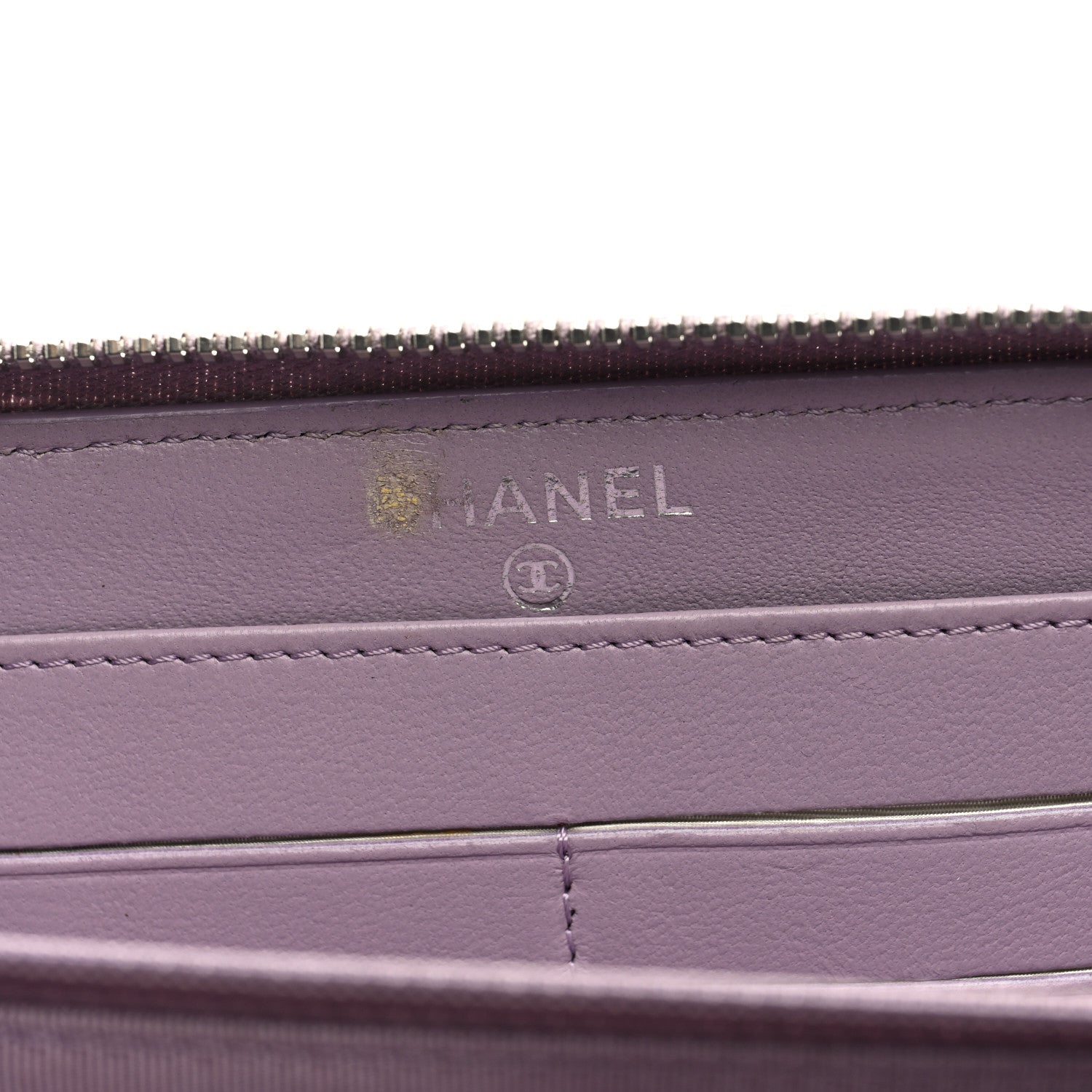 Chanel Lambskin Quilted Large Gusset Zip Around Wallet Light Purple 6 of 7