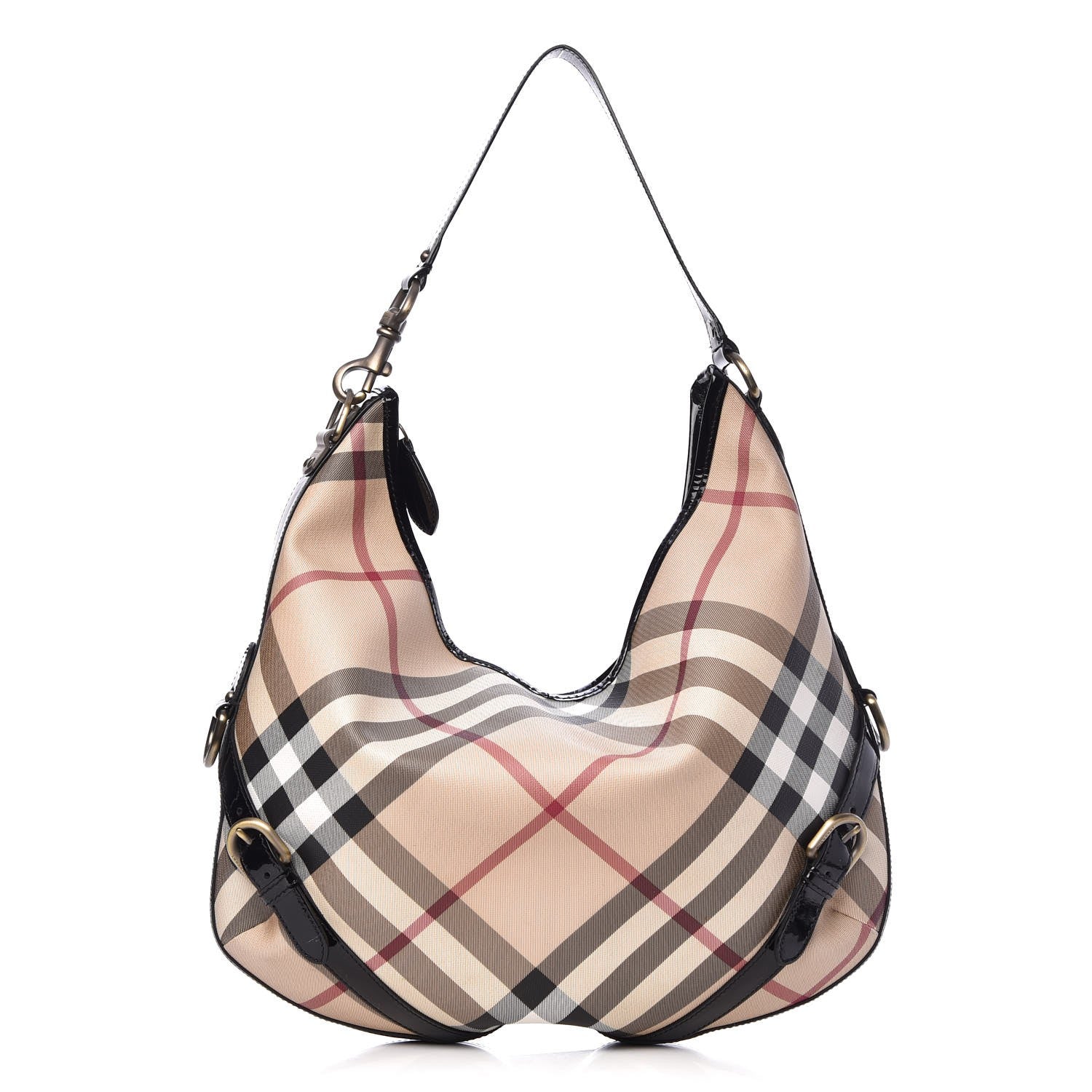 Burberry Supernova Check Buckle Hobo Black 1 of 7