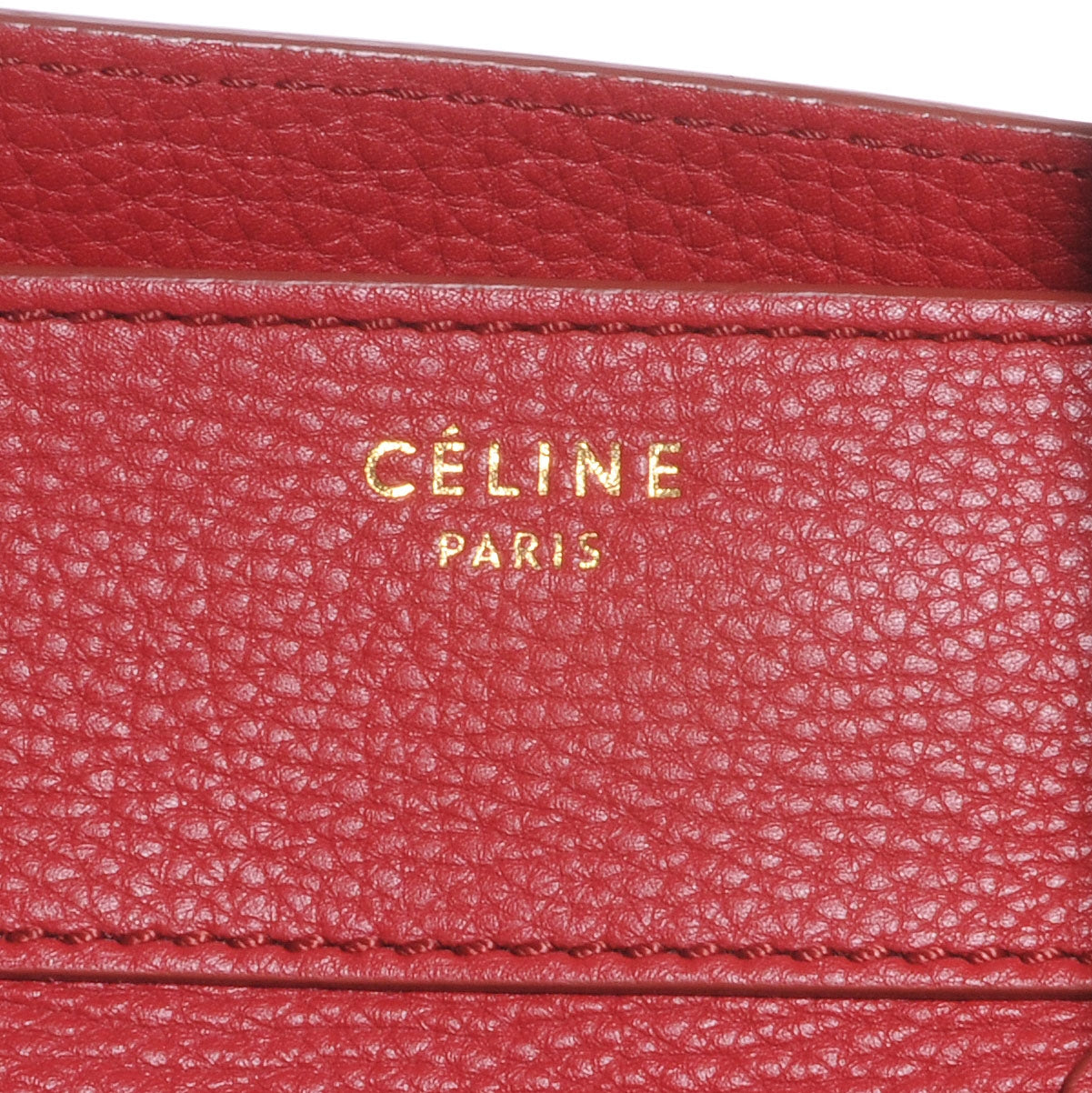 Celine Drummed Calfskin Mini Luggage Bag Red 5 of 9