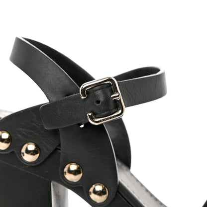 Prada Calfskin Platform Slingback Sandals 37 Black 11 of 12