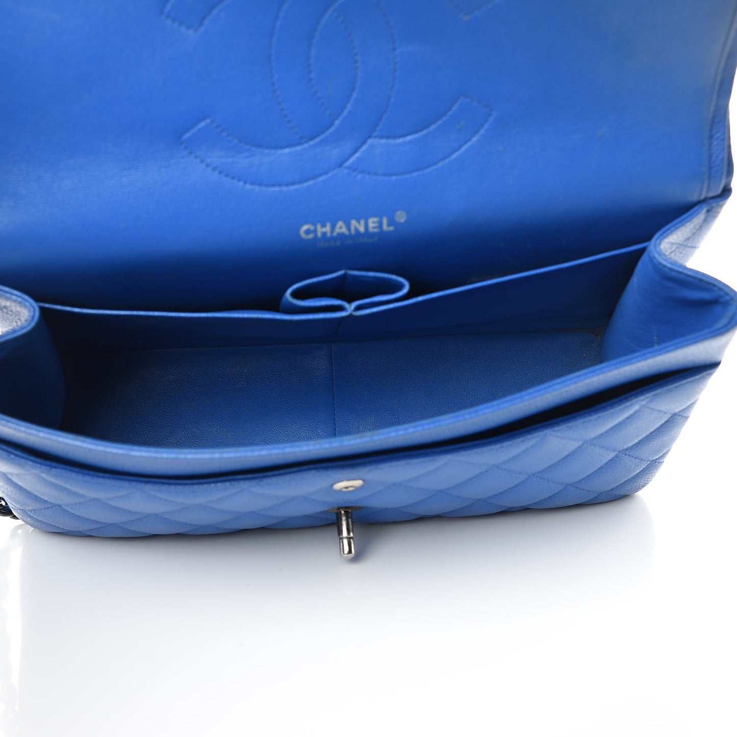 Caviar Quilted Jumbo Double Flap Blue